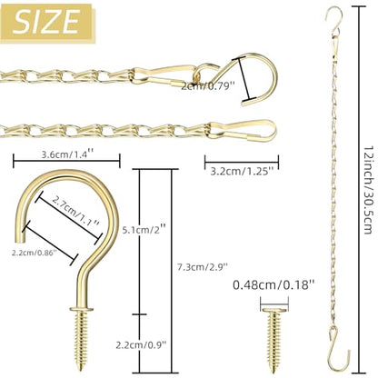 Hotop 8 Pcs Metal Hanging Chains with Ceiling Hooks, Garden Plant Hangers for Hanging Bird Feeders, Billboards, Chalkboards, Basket, Planters, Lanterns, Wind Chimes, Chain Hook DIY(12 Inch,Gold) - color: Gold, size: 12 Inch
