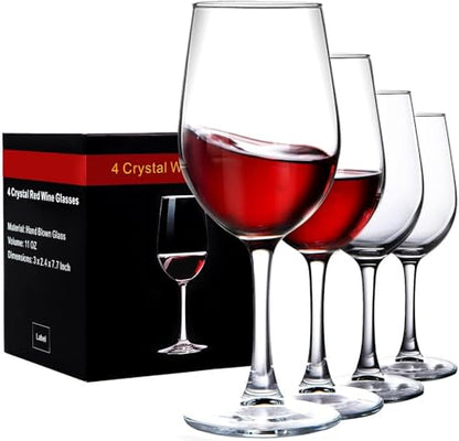 PARACITY Wine Glasses Clear Red White Wine Glass Goblets Crystal Stemware (4PCS) | Handcrafted Clear Glass Stemware with Smooth Rounded Rims for Dishwasher Cleaning, Dining, Restaurants and Lounges