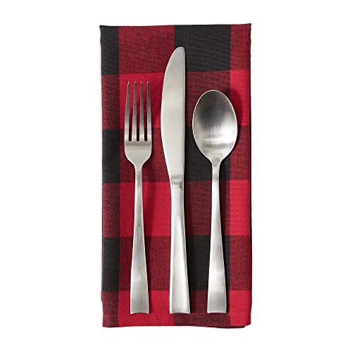 DII Buffalo Check Collection, Classic Farmhouse Cloth Napkin Set, 20x20, Red & Black, 6 Piece - color: Red & Black, size: 20" x 20" (Set of 6)