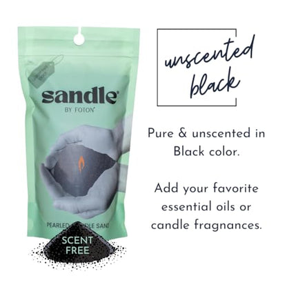 Sandle by Foton Pearled Candle 10 Oz – Black Unscented, Non Toxic Luxury Long Lasting Sand Candles up to 60 Hours - Refillable Sand Candle with 15 Wicks for Candles Making - size: 10oz (Single Pack)