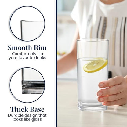 US Acrylic Classic Clear Plastic Reusable Drinking Glasses (Set of 6) 24oz Iced-Tea Cups | BPA-Free Tumblers, Made in USA | Top-Rack Dishwasher Safe (Pack of 3) - color: Clear, size: Iced-Tea Tumblers (Pack of 3)