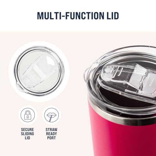 Hogg 20 oz Skinny - Hot Pink, Powder Coated Tumblers for Laser Engraving, Engravable Tumblers Bulk, Stainless Steel Cups Bulk, Insulated Cups with Lids - color: Hot Pink