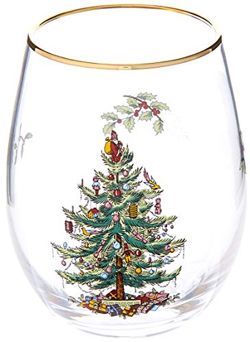 Spode Christmas Tree Stemless Wine Glasses (Set of 4) - style: Christmas Tree Stemless Wine Glasses (Set of 4)