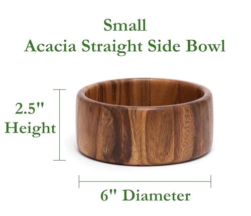 Lipper International Acacia Straight-Side Serving Bowl for Fruits or Salads, Small, 6" Diameter x 2.5" Height, Single Bowl, 29.59 fluid ounces (Pack of 12) - size: Small (Pack of 12), style: Contemporary