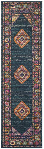 SAFAVIEH Madison Collection Runner Rug - 2'3" x 6', Blue & Fuchsia, Boho Chic Medallion Design, Non-Shedding & Easy Care, Ideal for High Traffic Areas in Living Room, Bedroom (MAD133C) - color: Blue/Fuchsia, size: 2'3" x 6' (Runner)