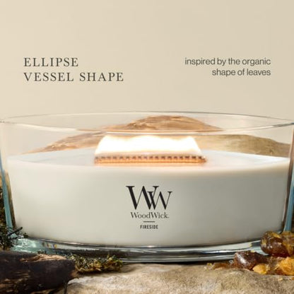 WoodWick Fireside Holiday Candle Gifts for Women and Men, 16 oz Ellipse Candle with Crackling Wick - color: Fireside, size: 16oz