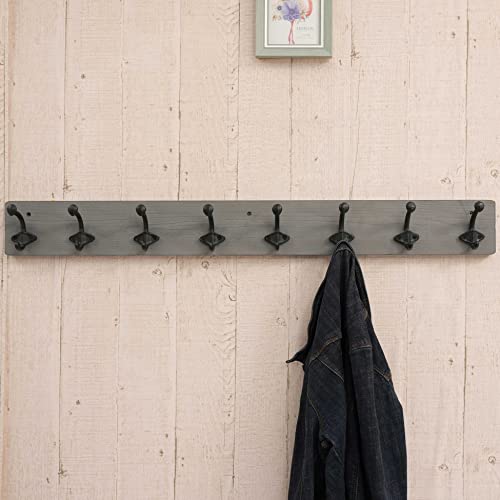 WEBI Rustic Coat Rack Wall Mount,35.43" Long 8 Cast Iron Coat Hooks Wall Mounted,Heavy Duty Wall Coat Hanger Hooks for Hanging Coats,Clothes,Jacket,Gray,2 Packs - color: Gray, size: 35 Inch(2 Packs)