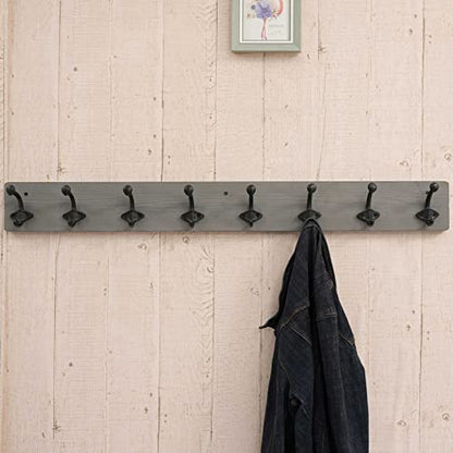 WEBI Rustic Coat Rack Wall Mount,35.43" Long 8 Cast Iron Coat Hooks Wall Mounted,Heavy Duty Wall Coat Hanger Hooks for Hanging Coats,Clothes,Jacket,Gray,2 Packs - color: Gray, size: 35 Inch(2 Packs)