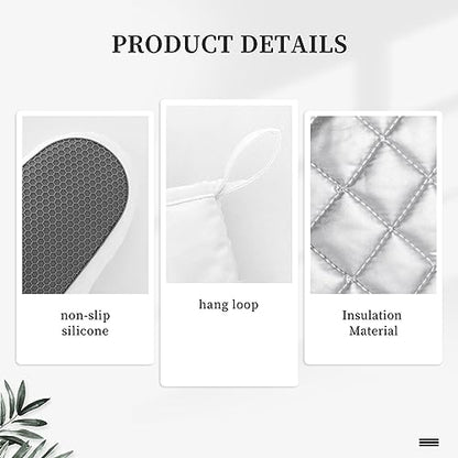 Wildflowers Herbs and Leaves Oven Mitts and Pot Holders Sets Silicone Beige Floral Kitchen Oven Mitts Hot Pads Heat Resistant Potholders Kitchen Mitts Set for Baking BBQ Cooking - color: Beige