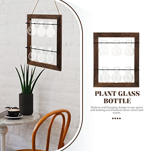 Happyyami 1 Set Wall Mounted Glass Planter Hydroponics Glass Planter Hydroponic Plant Pots Propagation Tubes Hydroponic Planter Hydroponics Vase Hanging Bracket High Borosilicate Glass