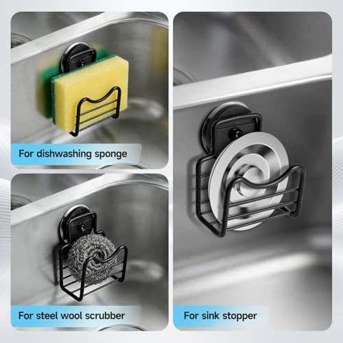 Magnetic Sponge Holder for Kitchen Sink | Strong Magnetic Stainless Steel Rack,Kitchen Accessories,Dish Sponge Organizer, Scrubber Caddy, with Extra Metal Plates