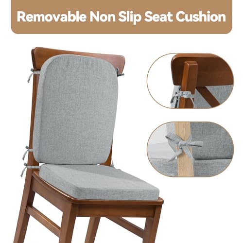 HOMBYS Kitchen Chair Back Cushion & Seat Cushion, Dining Room Chair Cushions,Seat Cushions for Kitchen Chairs,High Density Foam Seat Pad & Backrest,Chair Pads for Dinning Chair with Elastic Bands,grey