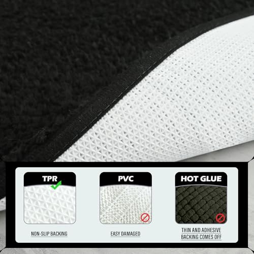 Black Bathroom Rug Set 2 Piece Bath Mat 21x34'' &U Shape Toilet Rug 21x21'' | Absorbent,Washable,Non Slip Bathroom Rugs Sets,Contour Mat for Toilet - color: Black