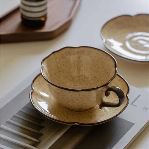 Ceramic Afternoon Tea Cup And Saucer Set, Home Cafe, Office Teaware, Coffee Mug With Handle, Novel Gift, 240ml(Color-A) - color: Color-a