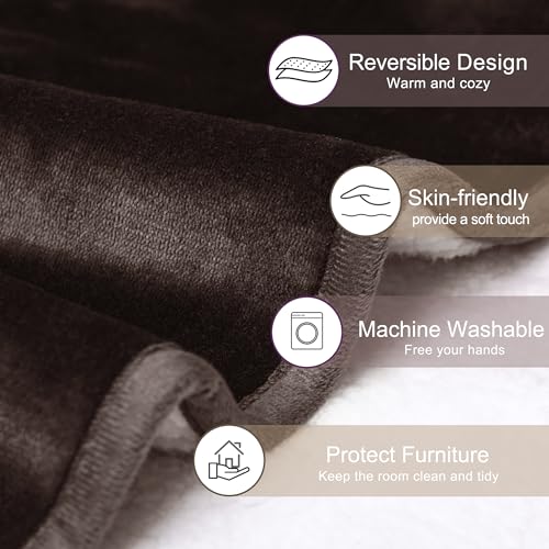 gogobunny Waterproof Bed Blanket, Reversible Sherpa Fleece Throw Blanket for Dog Puppy Cat, Furniture Cover Protects Bed Couch Sofa from Liquid Pee and Pet Fur (Dark Brown, 25x35 inches) - color: Dark Brown, size: 25x35 inches
