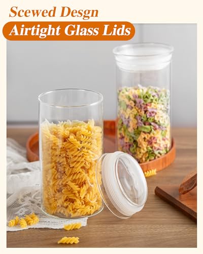 ZENS Glass Canisters with Airtight Lids, Set of 2 50oz Tall Storage Jars | Borosilicate Glass Jars with Airtight Lid, Wide Mouth Pasta Containers for Pantry Food Storage - size: 9-50oz 2Pack