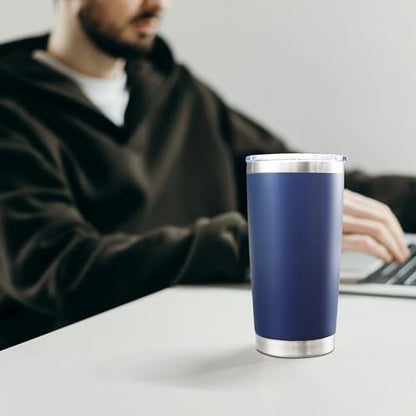 20oz Tumbler with Lid Stainless Steel Tumblers Insulated Mug Navy 12P - color: Navy