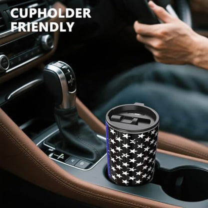 TILUCK 20 oz Insulated Coffee Tumbler with BPA-Free Lid | Travel Coffee Mug, Dishwasher Safe, Cup Holder Friendly, Double-Wall Vacuum Insulation for Hot & Cold Drinks, BlackFlag - color: BlackFlag, size: 20 Ounces