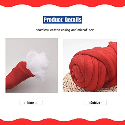 Arm Knitting Yarn for Chunky Yarn Giant Tubular Crochet Making Blanket DIY,Hand Knitting Braided Knot Throw Washable Tube Bulky for Weave Craft Crochet (Red,0.55lb)