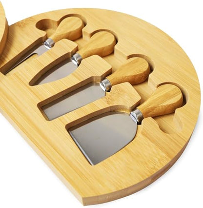 Personalized Round Cheese Board, Custom Engraved Bamboo Charcuterie Board | Ideal for Weddings, Bridal Showers, and Special Occasions - style: Personalized Round Charcuterie Board