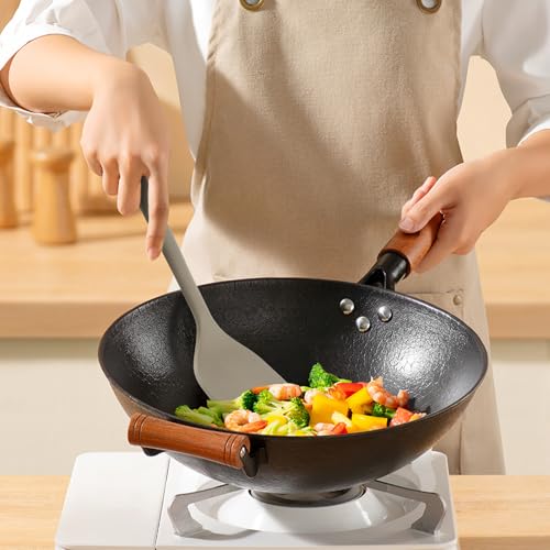 Silicone Kitchen Cooking Utensils Set: MOACC Heat Resistant 13inch Long Kitchen Gadgets, BPA Free Non Stick Rubber Cook Accessories For Food Prep, Frying, Serving, Basting (Light Grey) - color: Light Grey