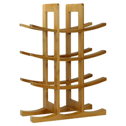 Oceanstar WR1149 12-Bottle Natural Bamboo Wine Rack , Red, 15.75 x 5.75 x 1.75 inches