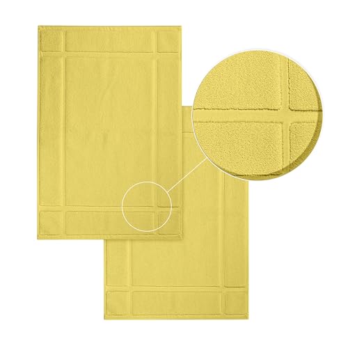 100% Cotton Bath Mat 24x17 Inches, 1350 GSM Thick Plush, Soft Absorbent, Oeko-Tex Certified, Durable Construction– Yellow - color: Yellow