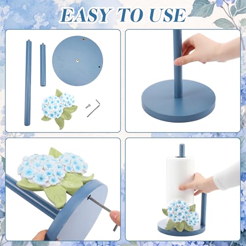 Hydrangea Paper Towel Holder Resin Blue Hydrangea Kitchen Decor Countertop Toilet Paper Towel Stand 12.5 Inch Floral Decorative Funny Stuff Gifts for Bathroom, Kitchen, Farmhouse, Home Decor - style: Hydrangea