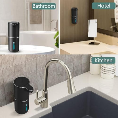 Automatic Liquid Soap Dispenser,Touchless Hand Soap Dispenser USB Rechargeabled Dispenser Electric,Wall Mounted 4 Levels Adjustable Dispenser Pump for Bathroom Kitchen Dish Soap Black - color: Black, style: Gel