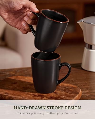 famiware Venus Coffee Mugs Set of 4, 13 oz Ceramic Stoneware Mug Cup Set | Coffee Mug with Handle for Tea, Latte, Cappuccino, Cocoa, Milk, Microwave and Dishwasher Safe, Matte Black - color: Matte Black, size: 4pcs