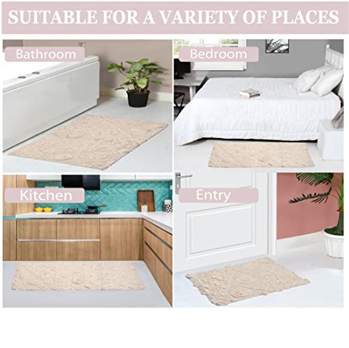 Home Weavers Bath Mat, Modesto Collection 100% Cotton, Rectangle 17''x24'', Soft Absorbent Bath Rug, Non Slip, Quick Dry, Washable, Ivory