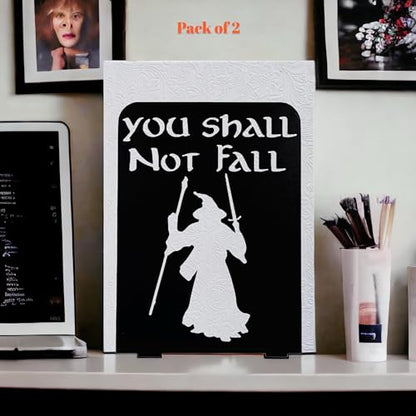 Decorative bookends for Shelves, You Shall Not Fall, Decorative Metal Book Ends, Unique Book Support, for Home/Office Decor/Shelves, 7 Inch Tall/A Pair