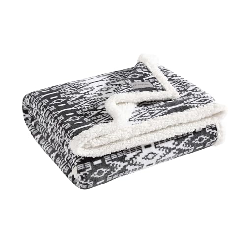 Eddie Bauer - Throw Blanket, Brushed Fleece & Plush Sherpa Soft Bedding, Blanket for Couch & Bed (San Juan Grey, 50" x 60") - color: San Juan Grey, size: 50" x 60"