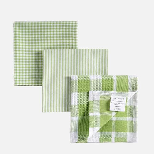 LANE LINEN 100% Cotton Kitchen Dish Cloths, Ultra Soft Absorbent Quick Drying Dish Towels, Multiweave Wash Cloths Dish Towel Sets, 12x12 Inches, 12 Pack - Sage Green - color: 09: Sage Green, size: 12"x12" - 12 Pack