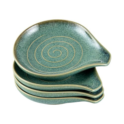 Ceramic Spoon Rest Set of 4, Spoon Holder for Kitchen Counter & Stove Top | Reactive Glaze, Holds Spoons, Spatulas & Cooking Utensils, Keeps Countertops Clean, Dishwasher Safe