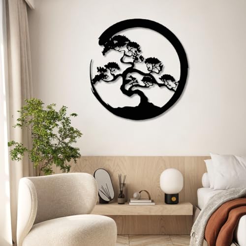 Yemwot Metal Tree of Life Wall Decor, Circle of Life Metal Tree Wall Art, Branch Art, Spiritual Decor, Modern Sculpture Decoration, Living Room Bedroom Decoration (Black-Tree 3, 23"x 24"| 60x61cm) - color: Black-Tree 3, size: 23"L x 24"W