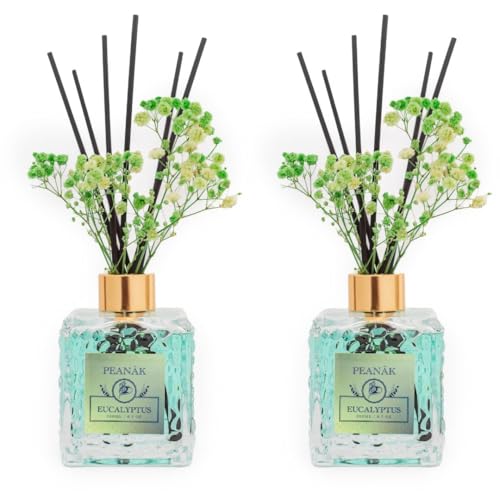 PEANÄK Set of 2 - Eucalyptus Mint Fragrance Oils - Reed diffusers 6.7oz (200ml) 2 Pack of Long Lasting Scents for Home & Office,Living Room & Bathroom Shelf Decor and Gifts - size: 6.7 Ounce/2pack