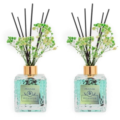 PEANÄK Set of 2 - Eucalyptus Mint Fragrance Oils - Reed diffusers 6.7oz (200ml) 2 Pack of Long Lasting Scents for Home & Office,Living Room & Bathroom Shelf Decor and Gifts - size: 6.7 Ounce/2pack