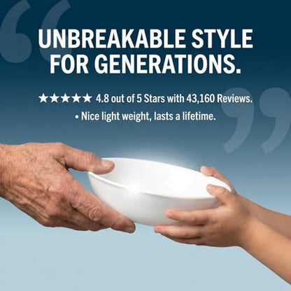 Corelle 4-Pc Versa Bowls for Pasta Salad and More, Service for 4, Durable and Eco-Friendly 30-Oz, Compact Stack Bowl Set, Microwave and Dishwasher Safe, White - size: 30oz Meal Bowls