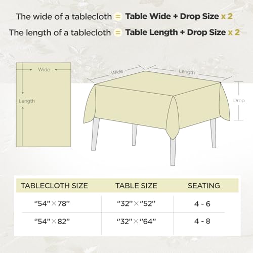 Rectangle Vinyl Tablecloth Heavy Duty Waterproof Oil Proof Wipeable Table Cloth Durable Wrinkle Free PVC Table Cover for Dining Party Indoor Outdoor (Gold Butterfly Blossom,54" X 78") - color: Gold Butterfly Blossom