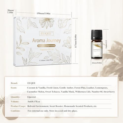 EUQEE 12 Pcs Fragrance Oils Gift Set for Aromatherapy | Essential Oil for Diffuser, Candle Making, Soap Making, Humidifier - color: 12pcs Fragrance Set
