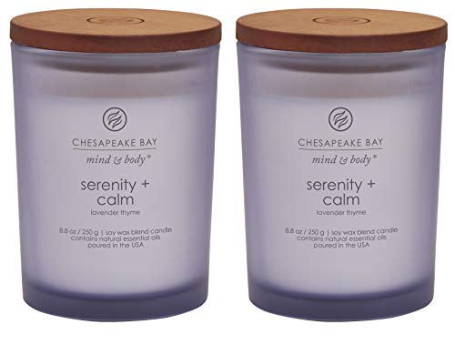 Chesapeake Bay Candle Scented Candles Serenity + Calm (Lavender Thyme) Medium Jar 2-Pack Perfect for Home Décor and Gifting - color: Serenity + Calm, size: 8.8oz (2-Pack)