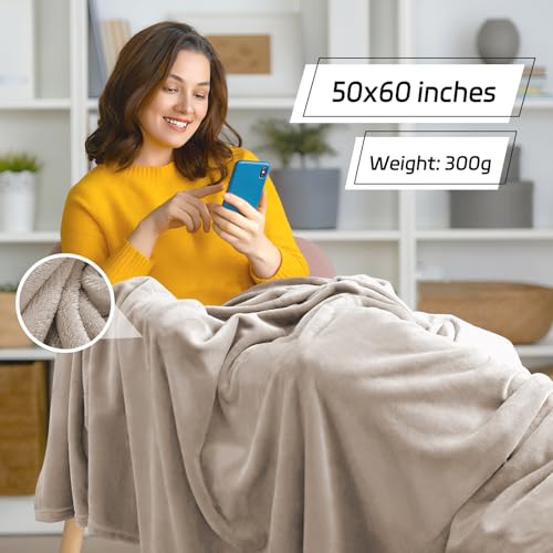 3-Pack Fleece Throw Blankets 50x60, 300GSM Soft Flannel Plush Blanket, Lightweight Warm Couch Sofa Bed Blankets, No Shedding All Season (Camel) - color: Camel