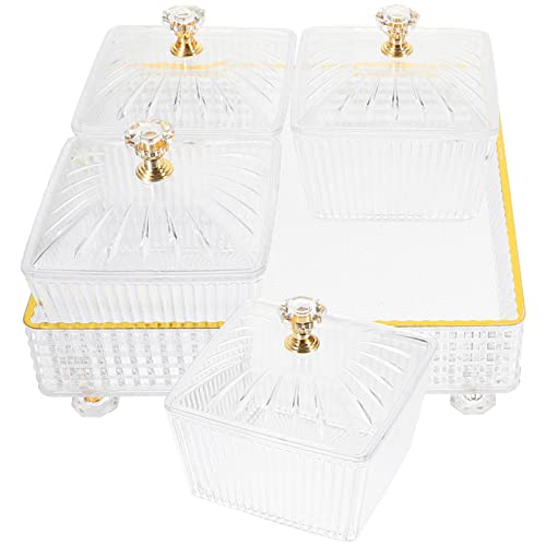 Cabilock Divided Snack Plate with Tray 7.28In Serving Bowl for Nuts Dried Fruit Candy Party Appetizer Food Storage Container
