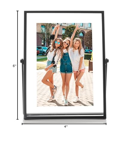 Lawrence Frames Metal Easel Float Picture Frame, 4x6, Black - color: Black, size: 4x6