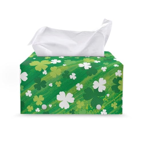 Clover Pu Leather Tissue Box Cover Modern Rectangular Tissue Box Tissue Box Cover Holder for Bathroom Living Room Bedroom Vanity Countertop Night Stands Office Desk - color: Clover
