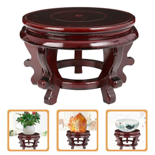 Vaguelly Wooden Plant Stand 6.3 Inch Indoor Flower Pot Holder Oriental Display Base for Succulents Vase Fishbowl Riser