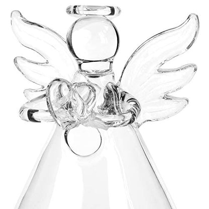 Sziqiqi Glass Guardian Angel Hanging Bud Vase, Plant Containers, 8Pcs | 3.5in, Clear Glass Tiny Hydroponic Vases for Cuttings, Bulk Planter for Home Decor, Bautizo Decorations, Room Ornaments, Gift