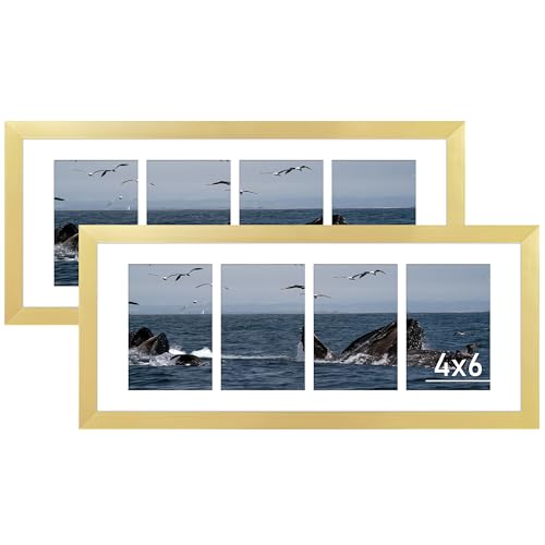 VIOLABBEY 8x20 Collage Picture Frames, Fits Four 4x6 Photos, Gold, 2Pack | Fits One 8x20 Photo without Mat, Wall Decor - color: Gold, size: 8x20-2Pack