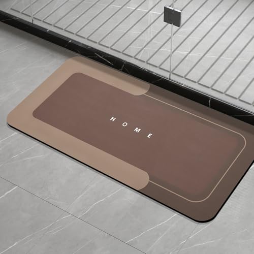 Housego Absorbent Bath Mat, Quick Dry Bath Rug, 16.93x34.65 Inch, Brown | Absorbent Bath Mat Magic Rug; Quick Drying Magic Bath Mat Non-Slip Floor Rug Rubber Backed for Bathroom Kitchen Shower Sink - color: Brown, size: 1'5" x 2'11" (Rectangular)